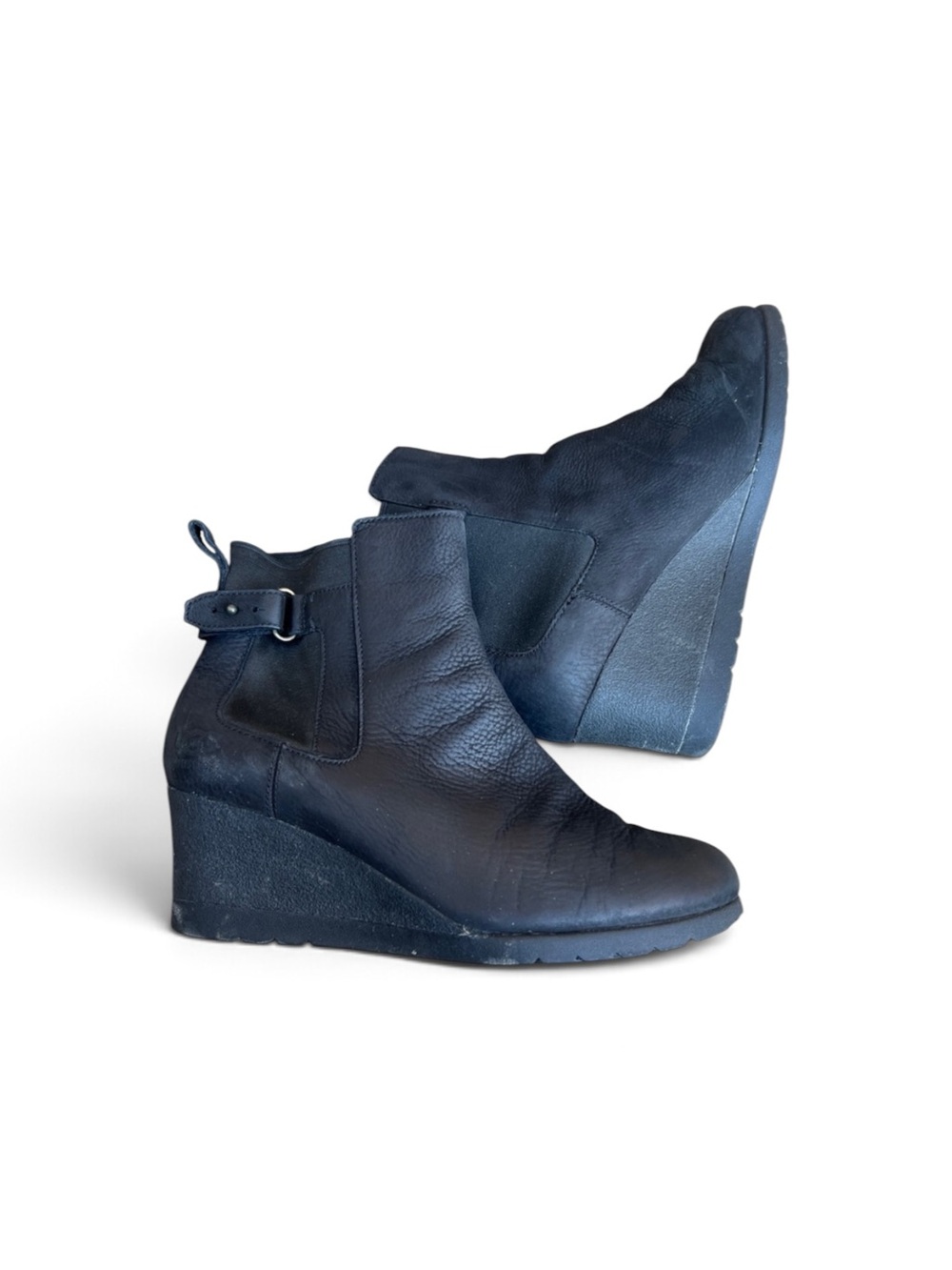 UGG Indra Black Wedge Waterproof Leather Boot Sz 9
